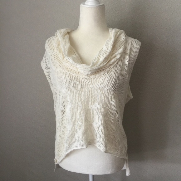 Free People Open Knit High-Low Cowl Neck Blouse - Picture 3 of 6